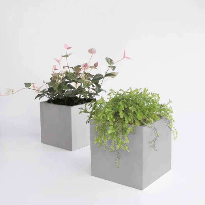 Modern Cement Gray Planter Box Cube 16 Cm