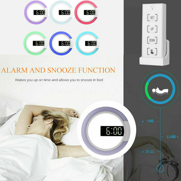 USB Plugged-in 3D LED Wall Clock Digital Alarm Clock and Lamp