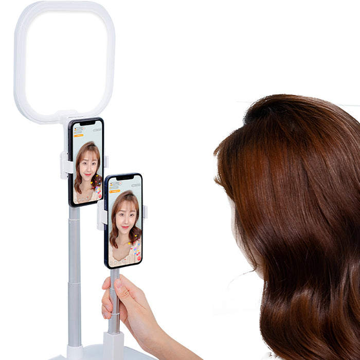 USB Charging Dual Mobile Phone Holder with Dimmable Fill Light