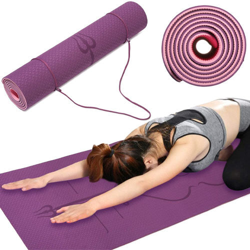 Yoga Mat With Alignment Marks Purple