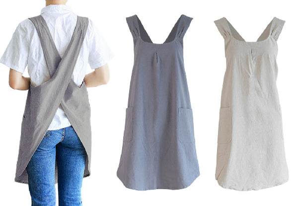 Cross Back Apron with Pockets