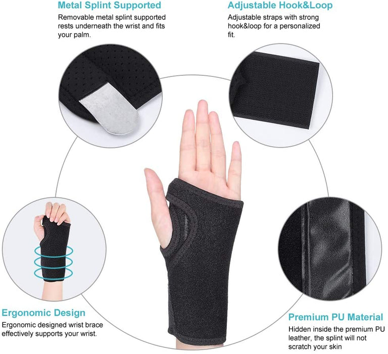 Wrist Splint Support Palm Protector With Metal Panel Left Relief Hand Brace Pain