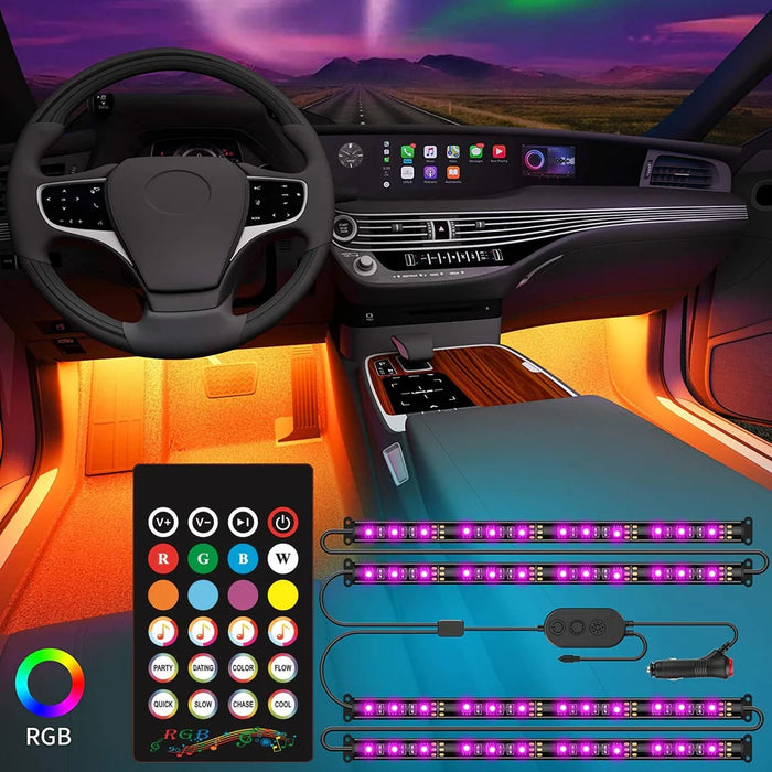 12 LED RGB Car Interior Light Strip