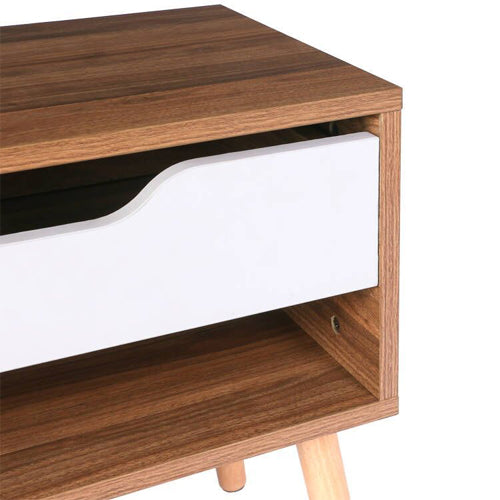 Wood Accent End Table Bedside Table With Drawer