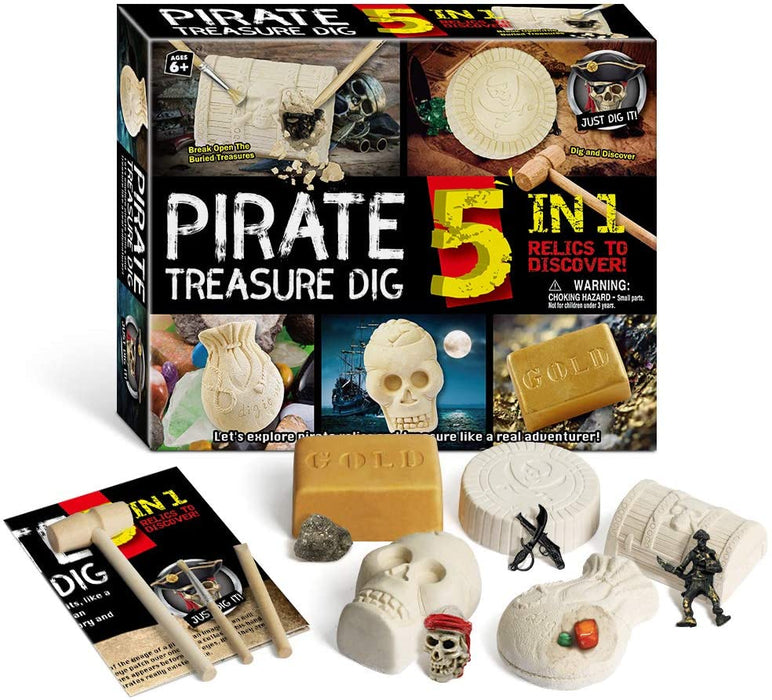 Pirate Treasures Dig Kit Toy 5 In 1