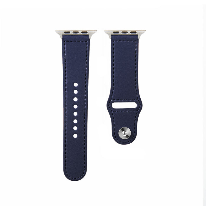 Blue Top Grain Leather Apple Watch Band - Fits 42/44/45mm Series 7 6 SE 5 4 3 2 1