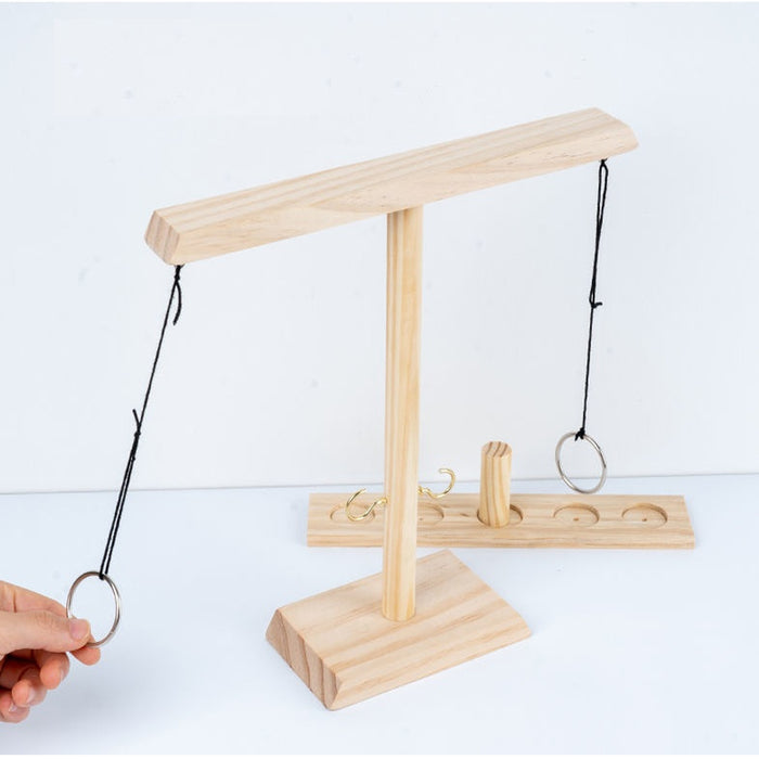 Throwing Hook and Ring Interactive Wooden Toss Game