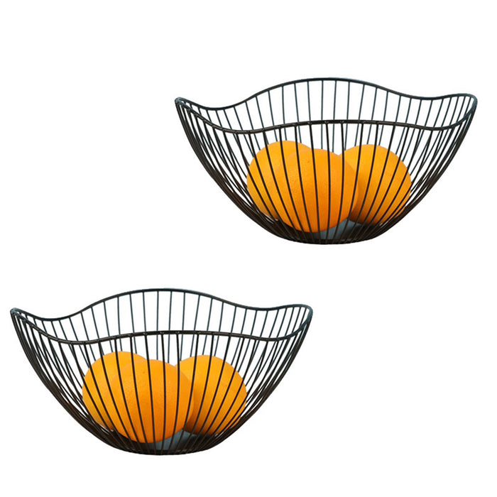 2 Pack Metal Wire Fruit Basket - 26.5CM Black