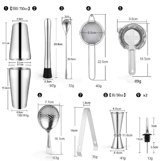 11PCS Cocktail Shaker Bar Set