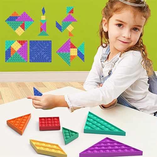 Tangram Bubble Popper Fidget Toy - 7 Piece Set