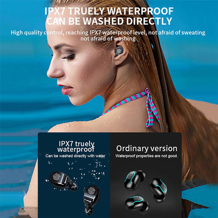 Wireless Earphones 8D Bass Stereo Waterproof Hands-free Headset- USB Charging