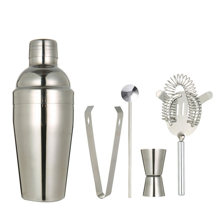 House Cocktail Shaker Set - Complete with Bar Accessories for Mixing Drinks - 550ml Stainless Steel Shaker, Spoon, Strainer, Tongs, and Pourers