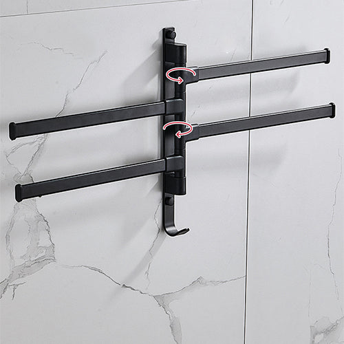 Four Arm Bathroom Towel Rack Black 180 Degree Rotation