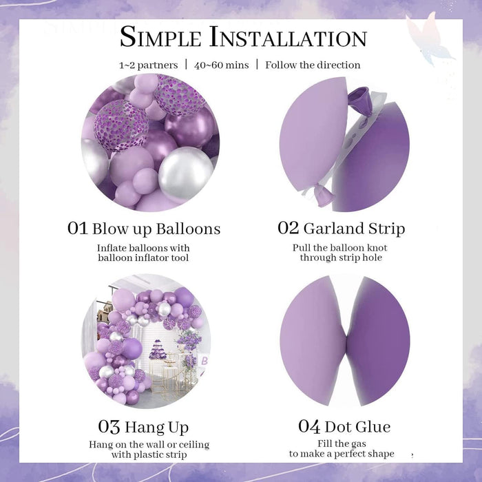 118Pcs Butterfly Stickers Balloon Garland Kit-Purple