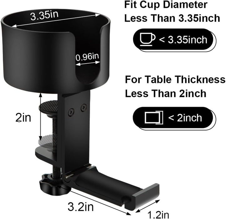 2 in 1 Table Cup Holder with Headphone Hanger