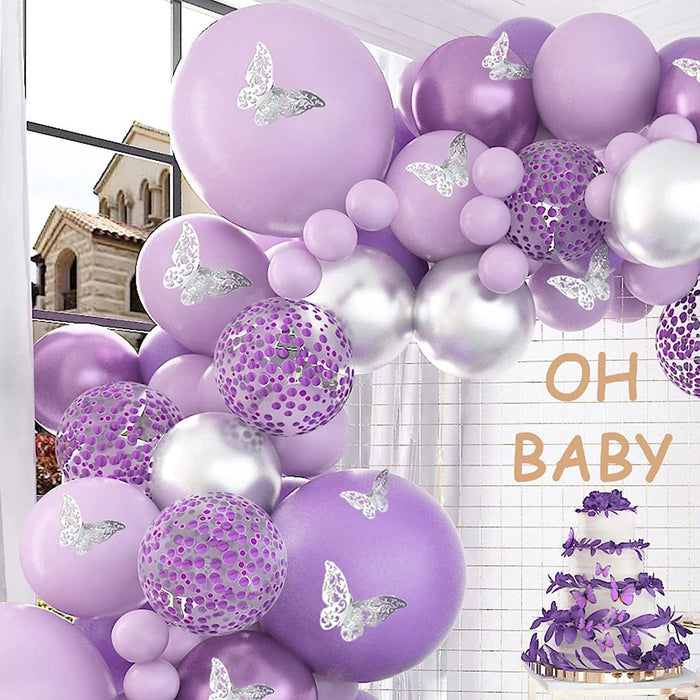 118Pcs Butterfly Stickers Balloon Garland Kit-Purple