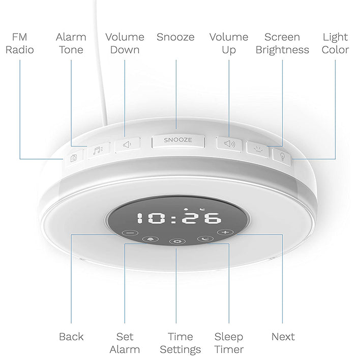 Wake-up Digital Alarm Clock Touch Sensitive LED Light Simulation- USB Powered