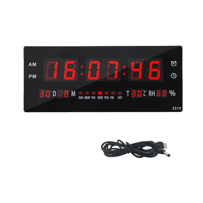 LED Wall Desk Clock with Calendar Temperature