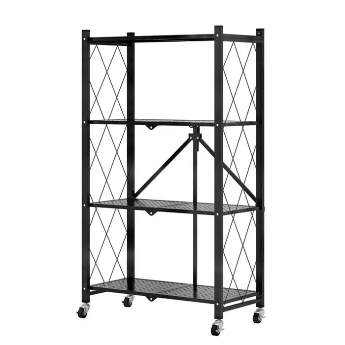 Foldable 4 Tier Kitchen Trolley Shelving Unit with Wheels