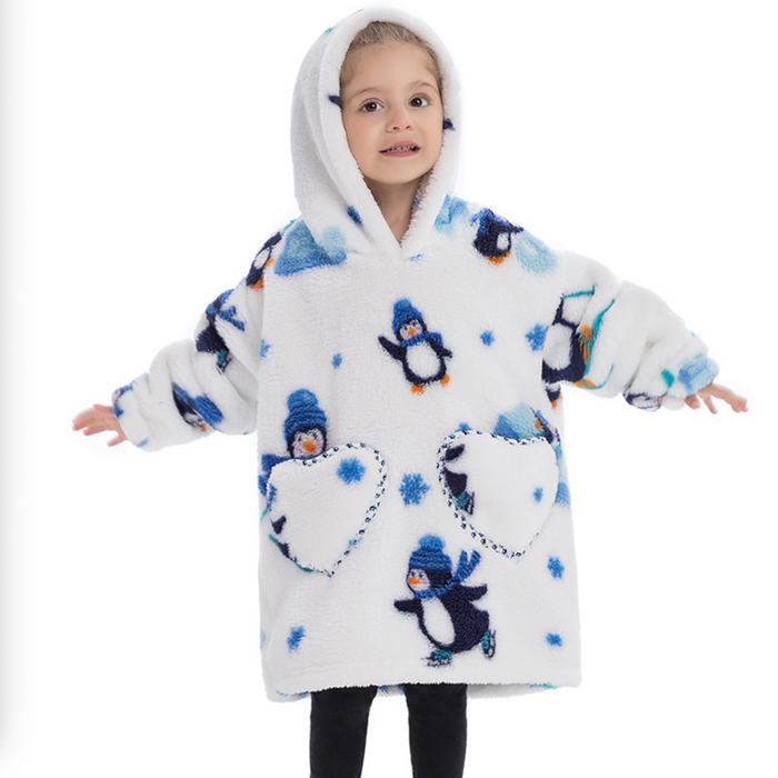 Toddler Oversized Wearable Blanket Hoodie-Penguin