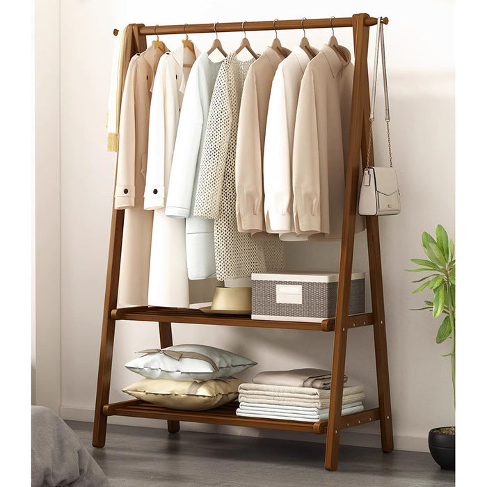 Bamboo Foldable Clothes Garment Rack