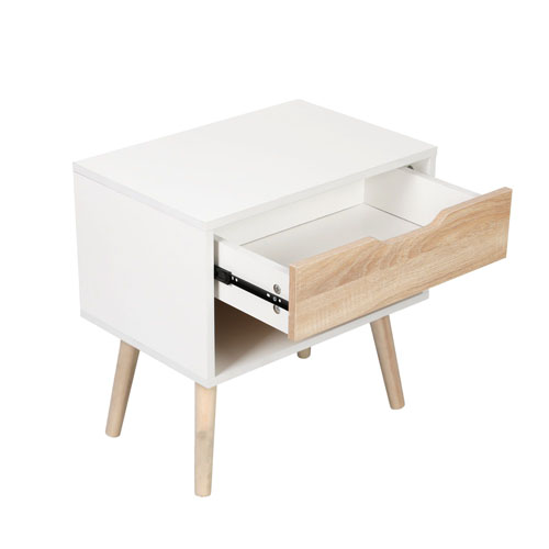 Modern Cube Drawer Bedside Table 4 Wooden Legs