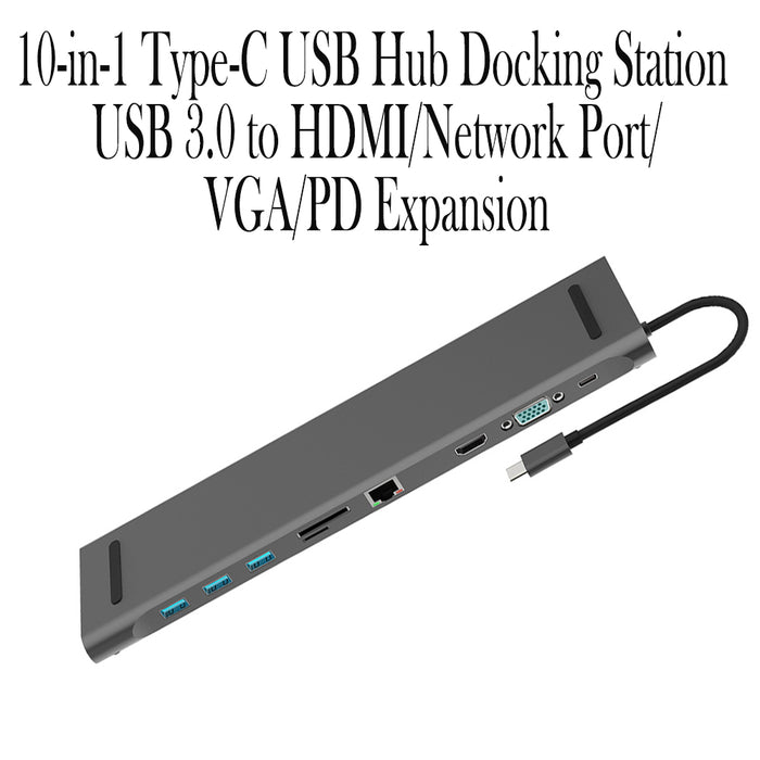 10-in-1 Type-C USB Hub Docking Station