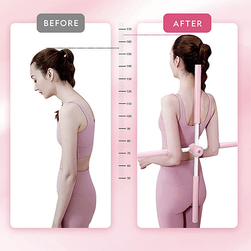 Yoga Stick Posture Corrector Stick Pink Grey