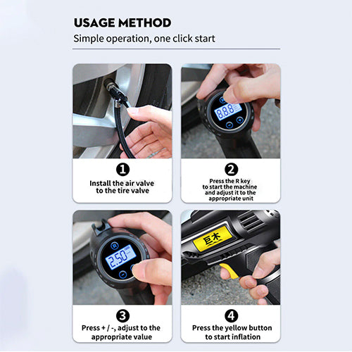 Wireless Digital Car Tyre Pump - USB Charged