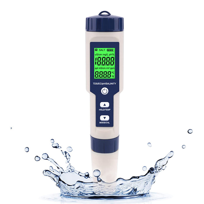 5 in 1 High Accuracy Digital Pen pH Tester for Water