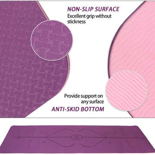 Yoga Mat With Alignment Marks Purple