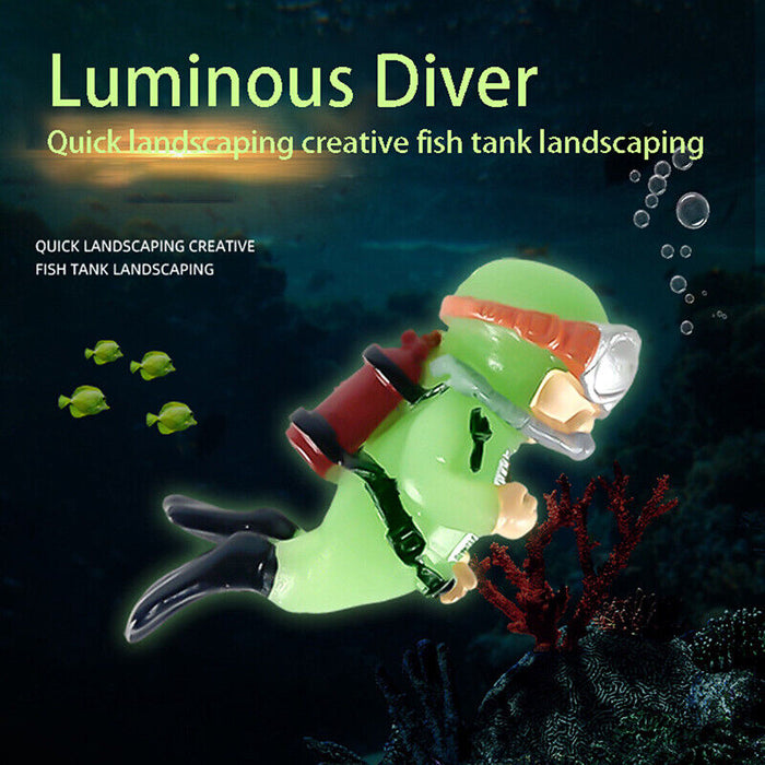 Luminous Diver Fish Tank Ornament 2 Piece