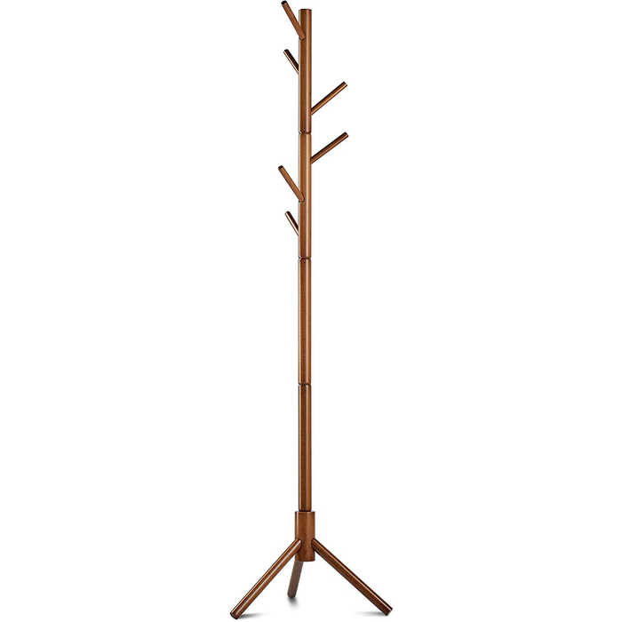 6 Hooks Wooden Tree Coat Rack Hanger Stand Natural