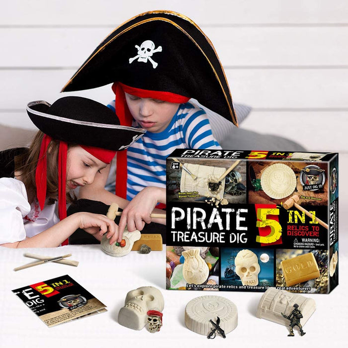 Pirate Treasures Dig Kit Toy 5 In 1