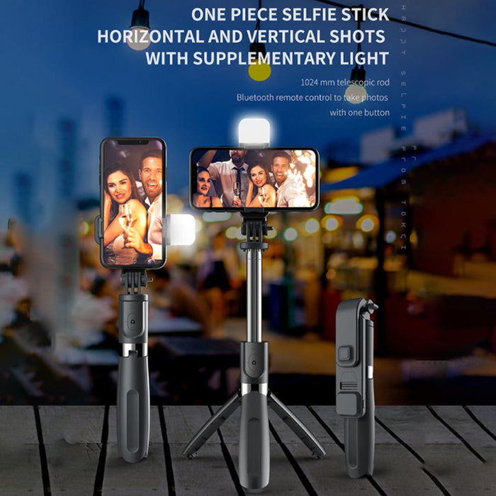 2-in-1 Foldable Monopod and Tripod with Remote Control Shutter Fill Light