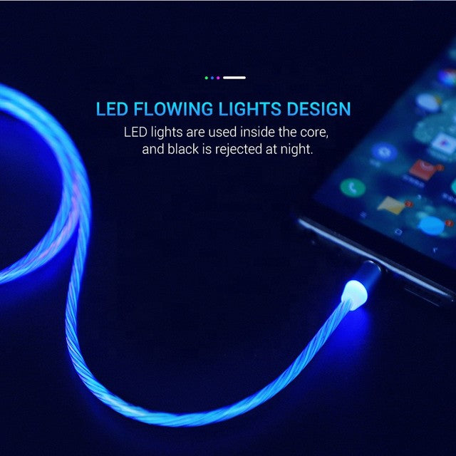 Fast Charging LED Magnetic USB Type C Cable for iPhone and Android