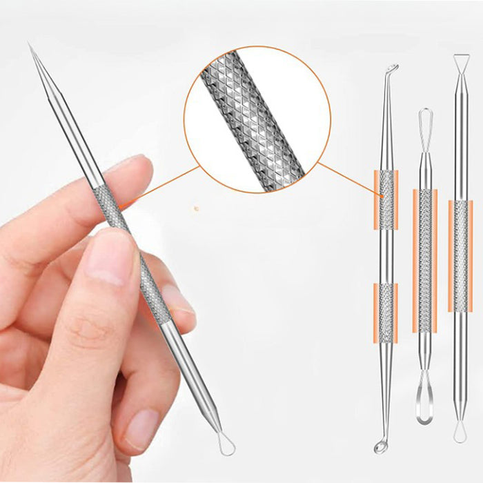15Pcs  Stainless Steel Blackhead Remover Pimple Popper Tools Kit with Metal Case