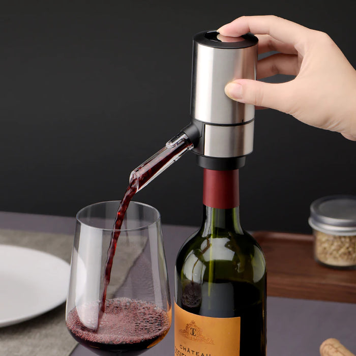 Automatic Electric Wine Aerator Pourer with Retractable Tube for One-Touch Instant Oxidation - Battery Powered