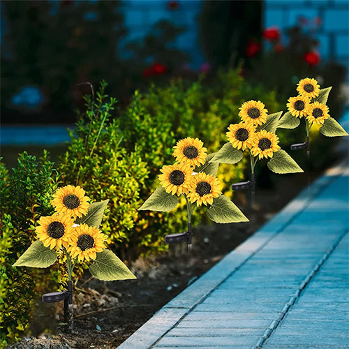 Sunflower Solar Outdoor Garden Lights 3 Head