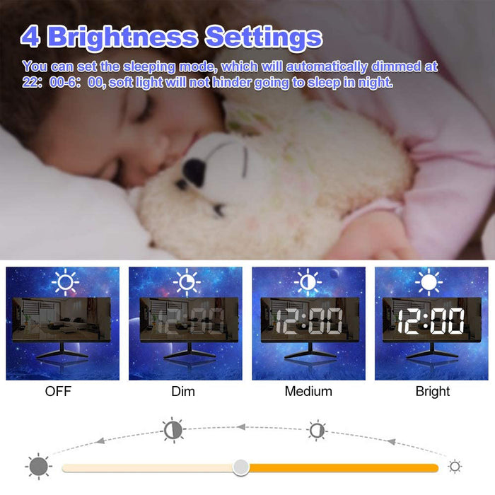 Frameless Touch Control Digital Alarm Clock- USB Interface