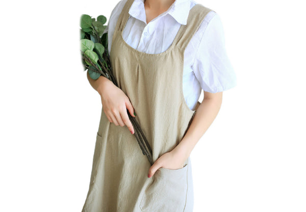 Cross Back Apron with Pockets