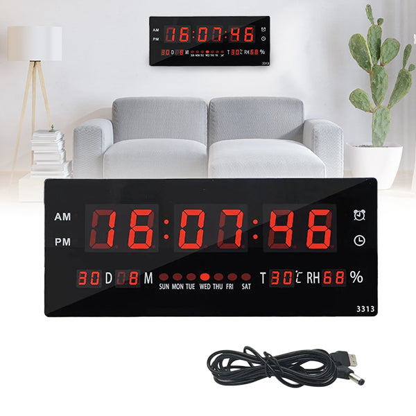 LED Wall Desk Clock with Calendar Temperature