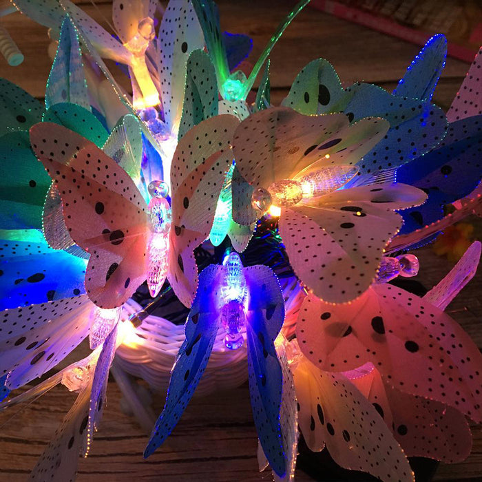 Fiber Optics Butterfly String Lights 12 LED Outdoor Decoration Lights