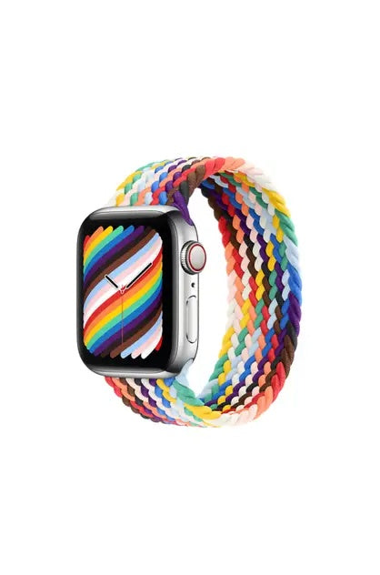 Rainbow Nylon Solo Loop Band for Apple Watch 38/40/41mm - Stretchable & Sweat-resistant