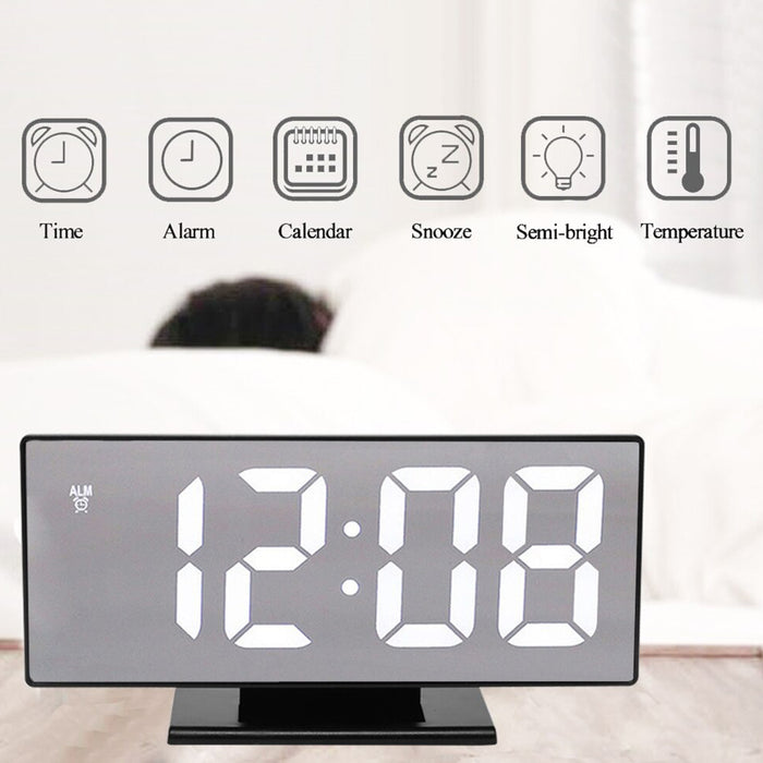 USB Plugged-in Digital Display LED Mirror Alarm Table Clock