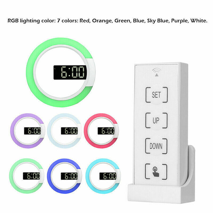 USB Plugged-in 3D LED Wall Clock Digital Alarm Clock and Lamp