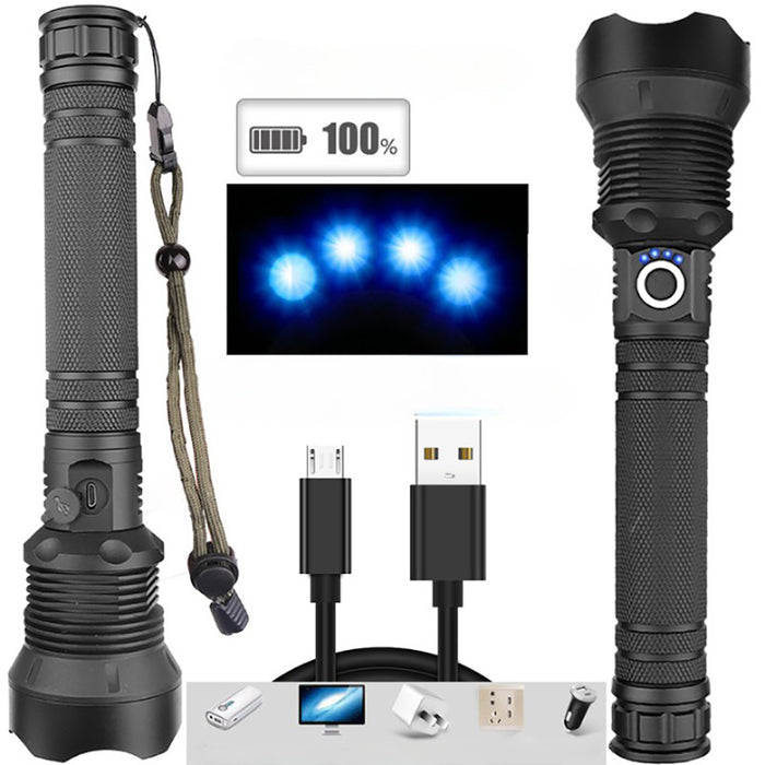 Super Bright Waterproof LED Flashlight 90000 High Lumens - USB Rechargeable