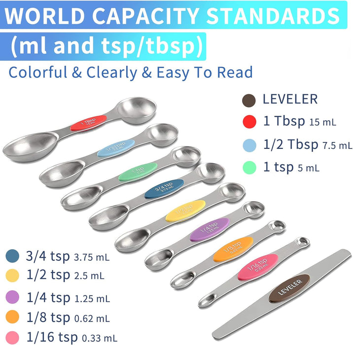 Dual Sided Stackable Measuring Spoons - Set of 9