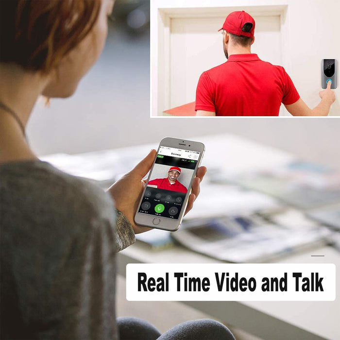 Smart Wireless Wi-Fi HD Video Doorbell for Home Security- Battery Operated