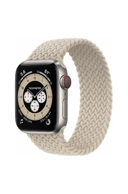 Stretchable Braided Solo Loop Band for Apple Watch 42/44/45mm S in Pearl Nylon - Skin-Friendly, Easy to Install